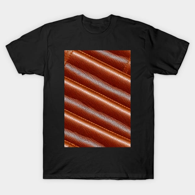 Dark Brown Leather Stripes, natural and ecological leather print #72 T-Shirt by Endless-Designs